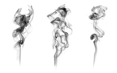 Three Gray Smoke Patterns on White Background