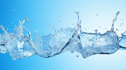 Ice cubes falling into water on blue background. Neural network ai generated art
