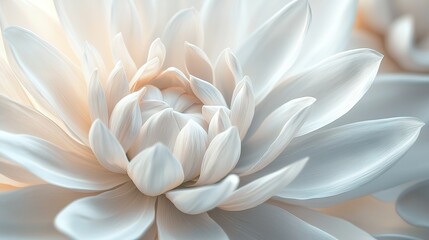 Fototapeta premium White flower with many petals in focus, centered in frame