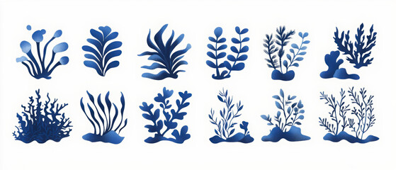 Fototapeta premium Vector set of illustrations in simple naive hand drawn and linocut style - natural prints, posters or logo design templates - flower prints, banners, cover designg, summer and travel theme.