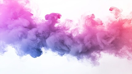 Fototapeta premium Colorful swirling smoke on white background, vibrant and bright, creating captivating design with flowing movement and dynamic patterns