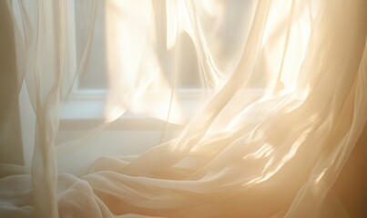 Sheer, billowing fabric, softly glowing with sunlight