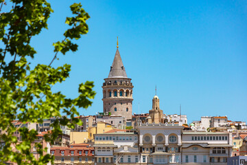 Fototapeta premium Istanbul view with Galata Tower or Galata Kulesi.