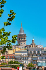 Obraz premium Galata Tower or Galata Kulesi vertical photo. Visit Istanbul background