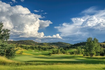 Colorado Golf at Arrowhead Golf Club. Scenic Landscape of Denver with Cloudy Sky