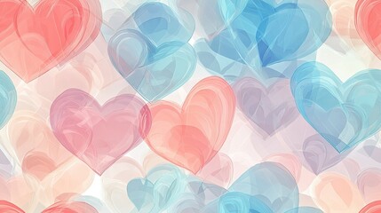 Obraz premium A heart-shaped collection of red hearts against a pastel pink and blue backdrop