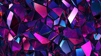 Obraz premium Kaleidoscope style seamless pattern with shiny glass shards of purple tones