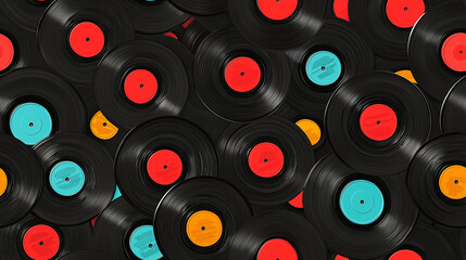 Black vinyl record background, seamless repeating background background