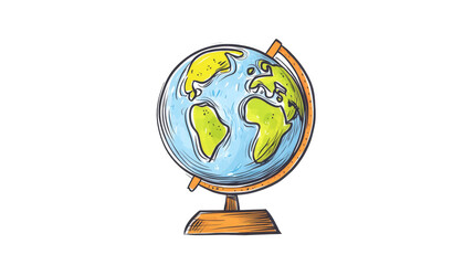 Illustrated Globe on Stand
