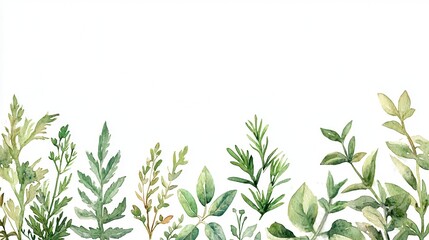 Fototapeta premium A beautiful arrangement of green leaves on a white background, perfect for nature-themed designs and organic projects.