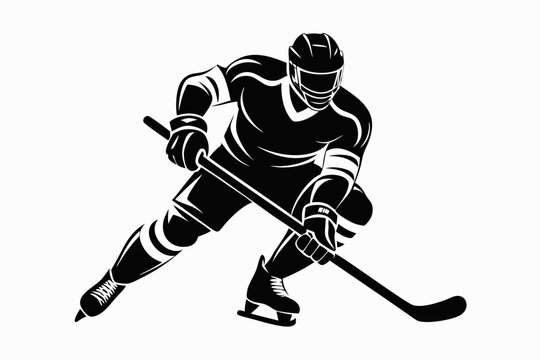 recommend clip art: hockey player icon vector black silhouette