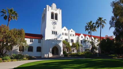 Fototapeta premium University San Diego. Hepner Hall: Academic Building at San Diego State University, California, USA