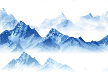 Obraz premium Pattern with silhouettes of blue mountains on a white background