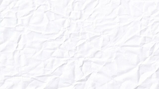 Crumpled paper texture stop motion background. Creased white surface backdrop.