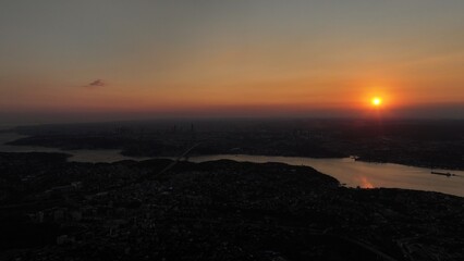 aerial view Istanbul at sunset