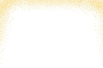 Magical gold glitter particle border frame isolated on transparent background. Falling golden particle dust effect. Luxury festive decoration design elements. Holiday concept, png mockup