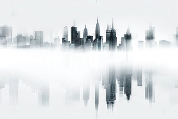 Fototapeta premium City silhouette in misty background
