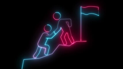 The neon symbol indicates that ultimate victory is achieved through mutual cooperation.