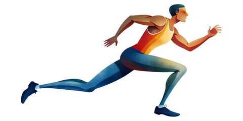Fototapeta premium Illustration of running man isolated on a transparent background or white background. 