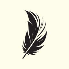 Editable Black Bird Feather Silhouette Design on Transparent Background
