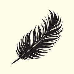 Editable Black Bird Feather Silhouette Design on Transparent Background