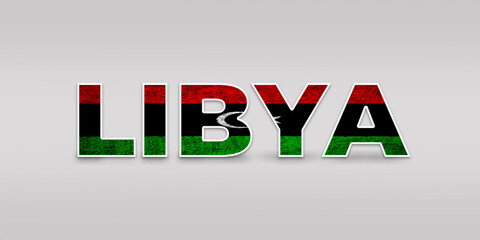 Libya Text Effect. Fill with Libya Flag. Isolated On White Background. Flag, Text, Effect, Vector, Isolated, Background