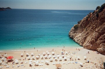 beach and sea and umbrellas 