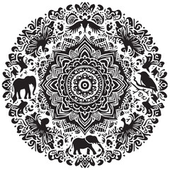  Mandala silhouette with intricate filigree patterns