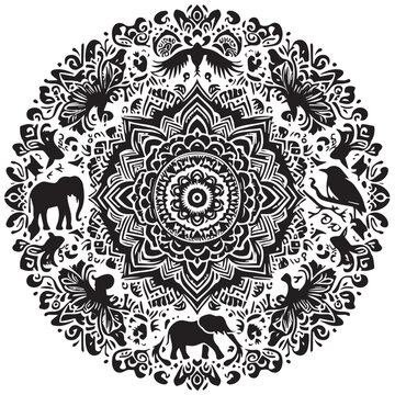 recommend clip art:  Mandala silhouette with intricate filigree patterns