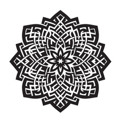 Mandala silhouette with winged patterns.eps