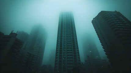 Fototapeta premium Very Tall City With Lot Tall Buildings