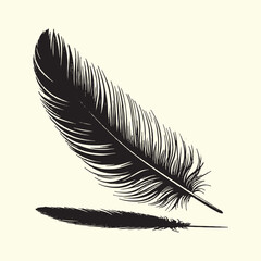 Editable Black Bird Feather Silhouette Design on Transparent Background