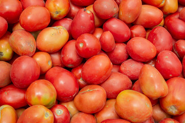 Close up of Beautiful ripe red Tomaotes at a local Pakistani Fresh vegetable market