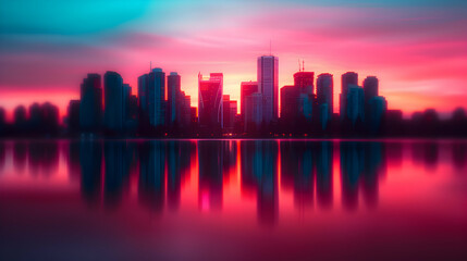 Fototapeta premium View City Skyline Dusk