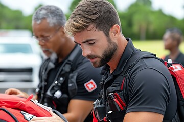 First Responders Day in North Carolina with a focus on emergency medical services, captured in a photo where paramedics demonstrate CPR and first aid techniques to the public, educating them