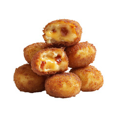 Golden Brown Fried Chili Cheese Chicken Nuggets Isolated on Transparent Background