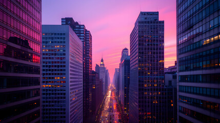 Obraz premium View City Skyline Dusk