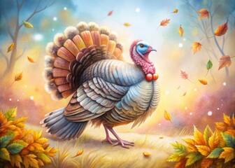 Fototapeta premium cozy turkey illustrations with warm lighting and soft pastel colors
