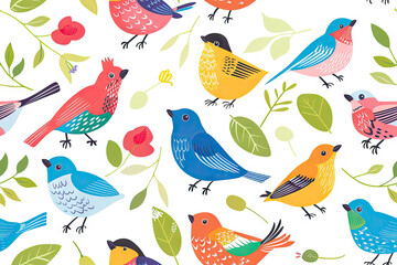 Fototapeta premium Decorative illustration with colorful birds