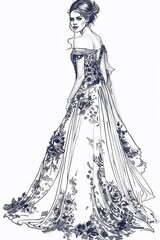 Obraz premium A drawing of a woman in a wedding dress