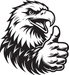 Bad Eagle Thumbs Up Stylized Vector Illustration