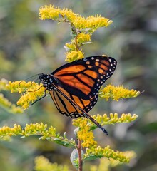 Monarch Butterfly on Goldenrod, Nixon Park, Pennsylvania USA