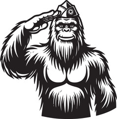 Bigfoot Salute Stylized Vector Illustration