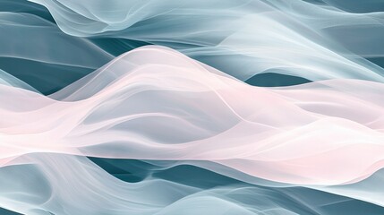 Obraz premium A computer-generated image displays a wave of white and light blue fabric on a dark blue background, featuring a white rectangle in its center