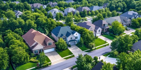 Suburban Neighborhood with House and Lock Symbol