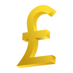 Pound sterling currency logo in golden 3D design. Embossed Pound sterling icon.