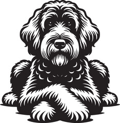 Labradoodle Dog Paws Crossed Stylized Vector Illustration