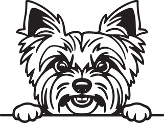 Yorkshire Terrier Peeking Stylized Vector Illustration
