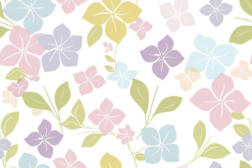 Botanical illustration with delicate flowers, suitable for greeting cards and fabrics.