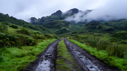 View Mountain Range Covered Clouds